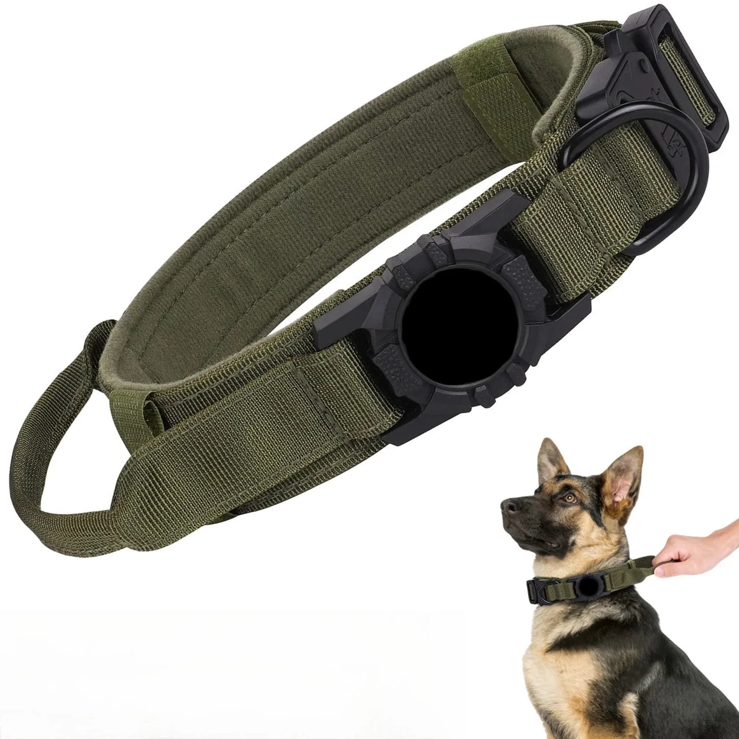 Adjustable Nylon AirTag Holder Dog Collar Metal Buckle Pet Tactical Collar Dog Accessories Anti Last and Pet Dogs Tracing Safe