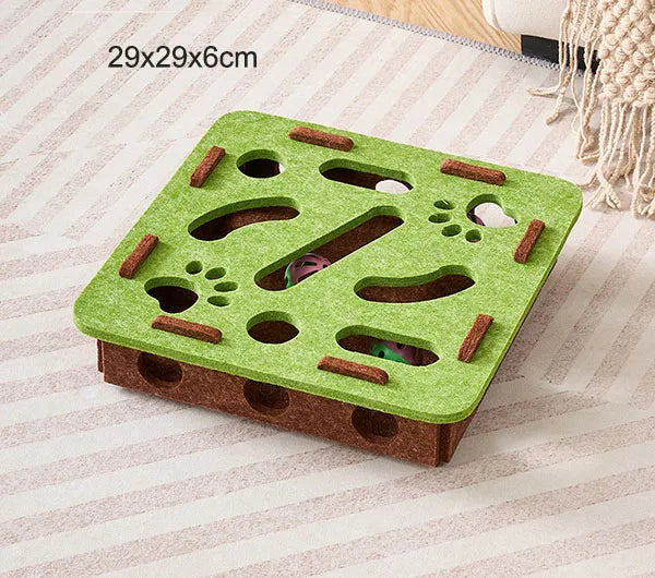 Pet Cat Puzzle Maze Holes Toys Felt Box With Bell Ball Kitten Playing Toys Interactive Funny Combination Set Cat Supplies