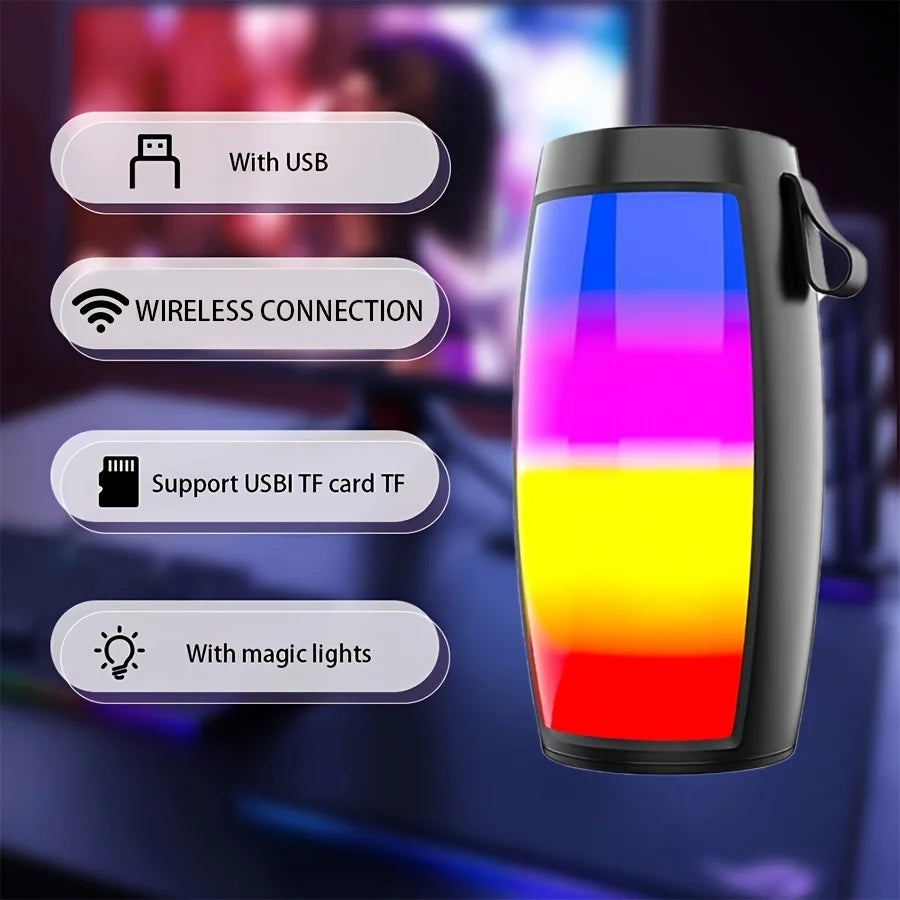 Portable Speaker Bluetooth Speaker Stereo Sound Atmosphere Light Lanyard design Stylish Appearance Wireless Speaker Outdoor