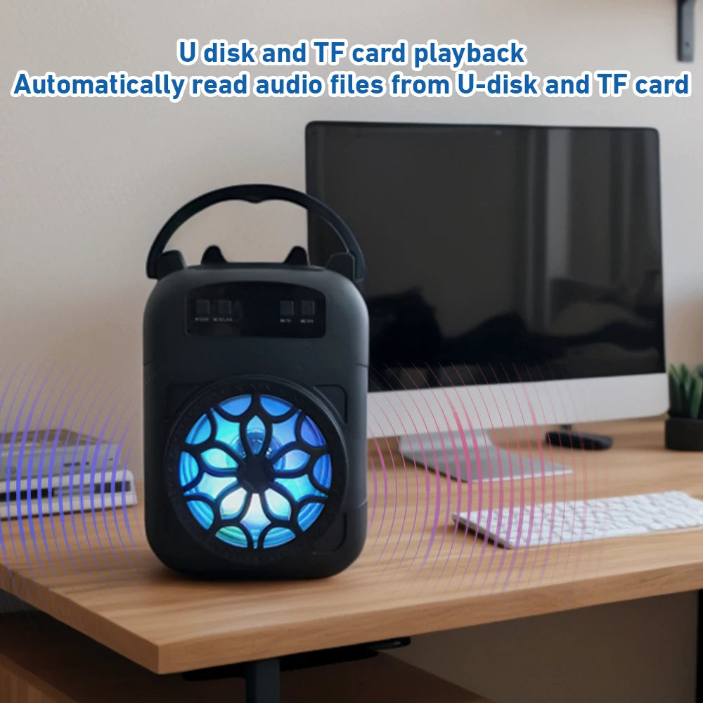 Handheld Wireless Bluetooth Speaker LED Light Speakers Subwoofers Portable Outdoor Home Audio Square Dancing for Dancing