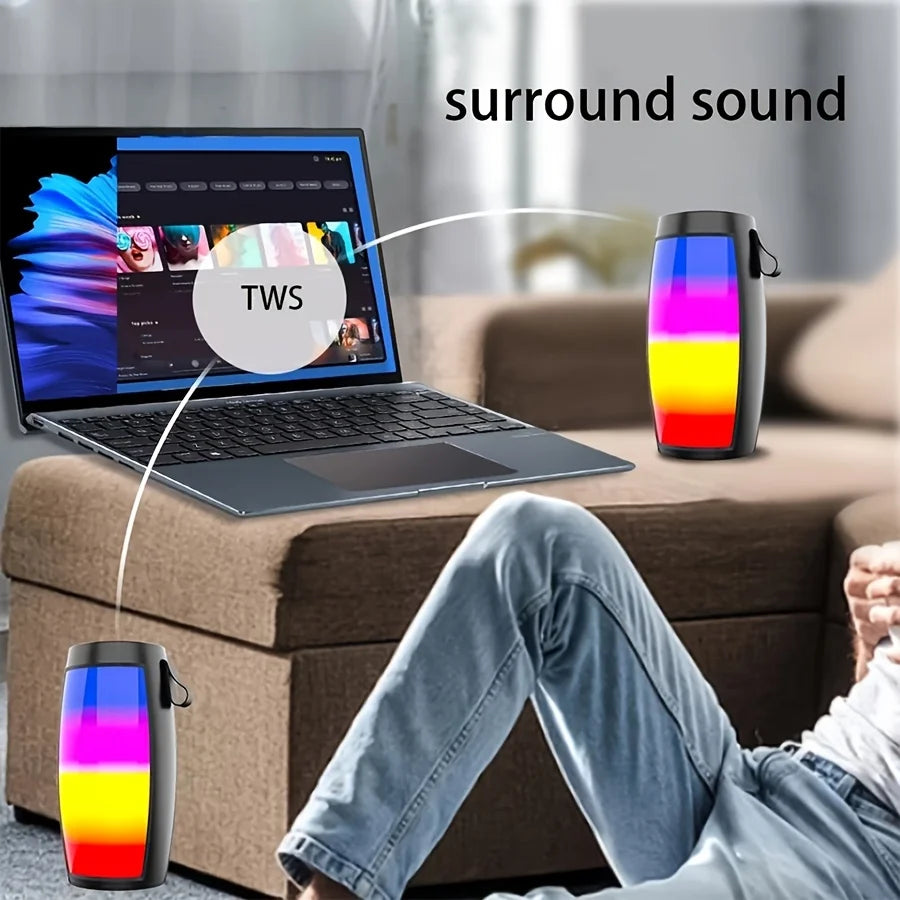 Portable Speaker Bluetooth Speaker Stereo Sound Atmosphere Light Lanyard design Stylish Appearance Wireless Speaker Outdoor