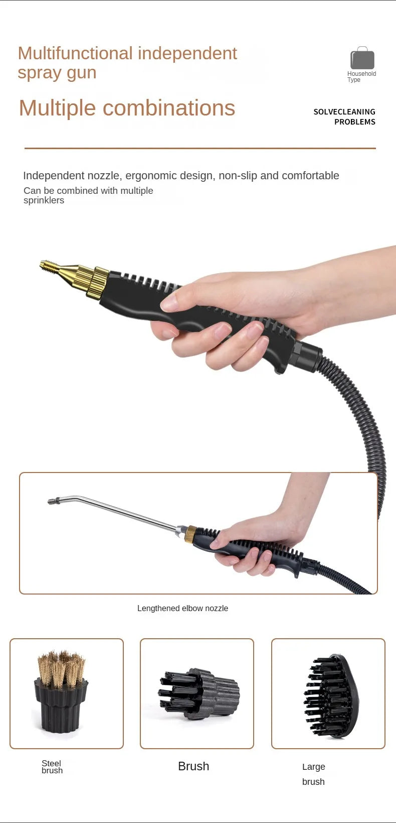 2500W Portable Steam Cleaner High Temperature Sterilization Pressure Jet Washer Machine for Home Car Kitchen Air Conditioner