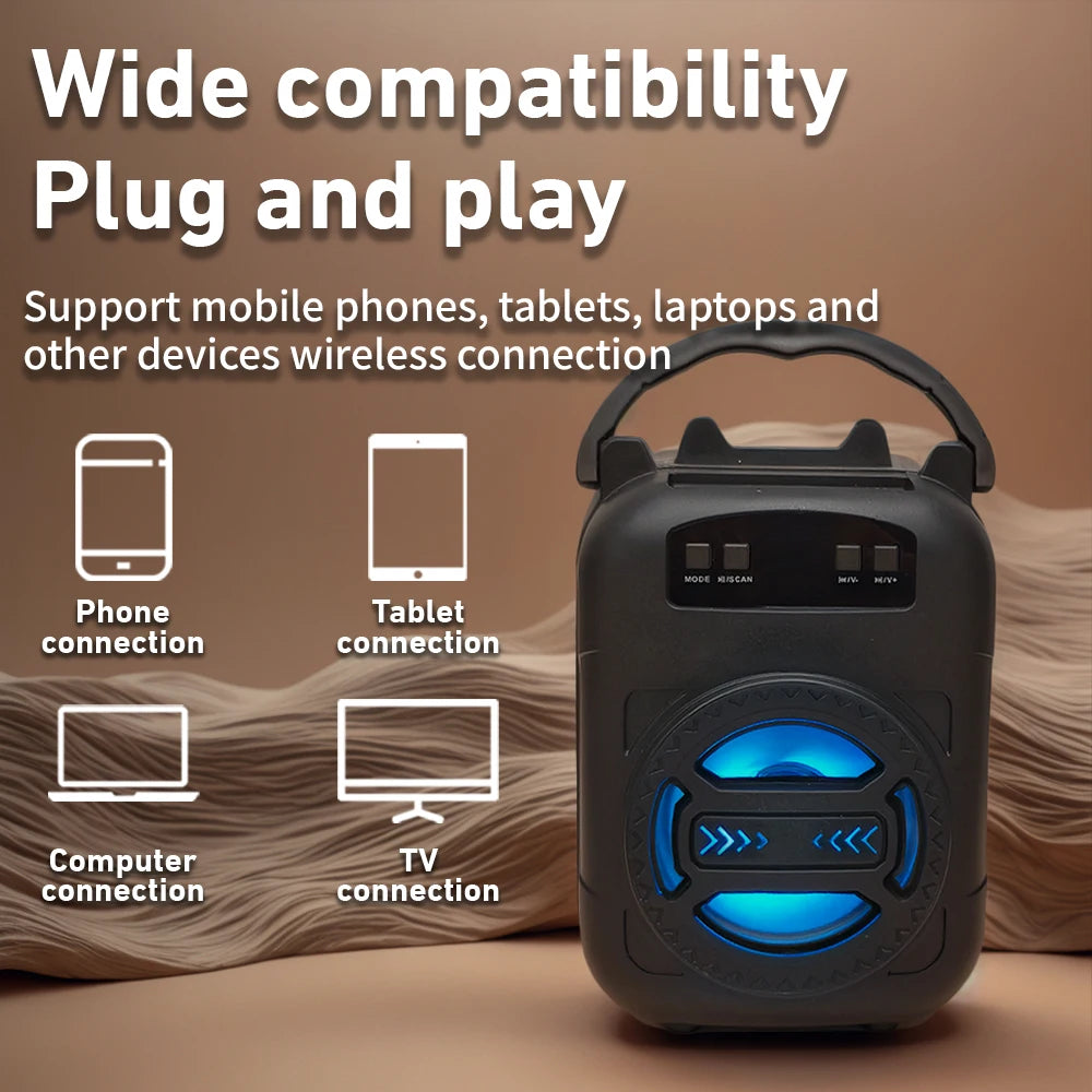 2025 New Bluetooth Speaker LED Light Portable Wireless Sound box Subwoofers Home Outdoor Square Dancing for Dancing