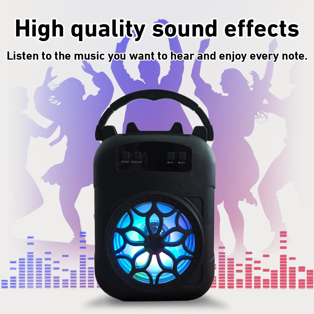 Handheld Wireless Bluetooth Speaker LED Light Speakers Subwoofers Portable Outdoor Home Audio Square Dancing for Dancing
