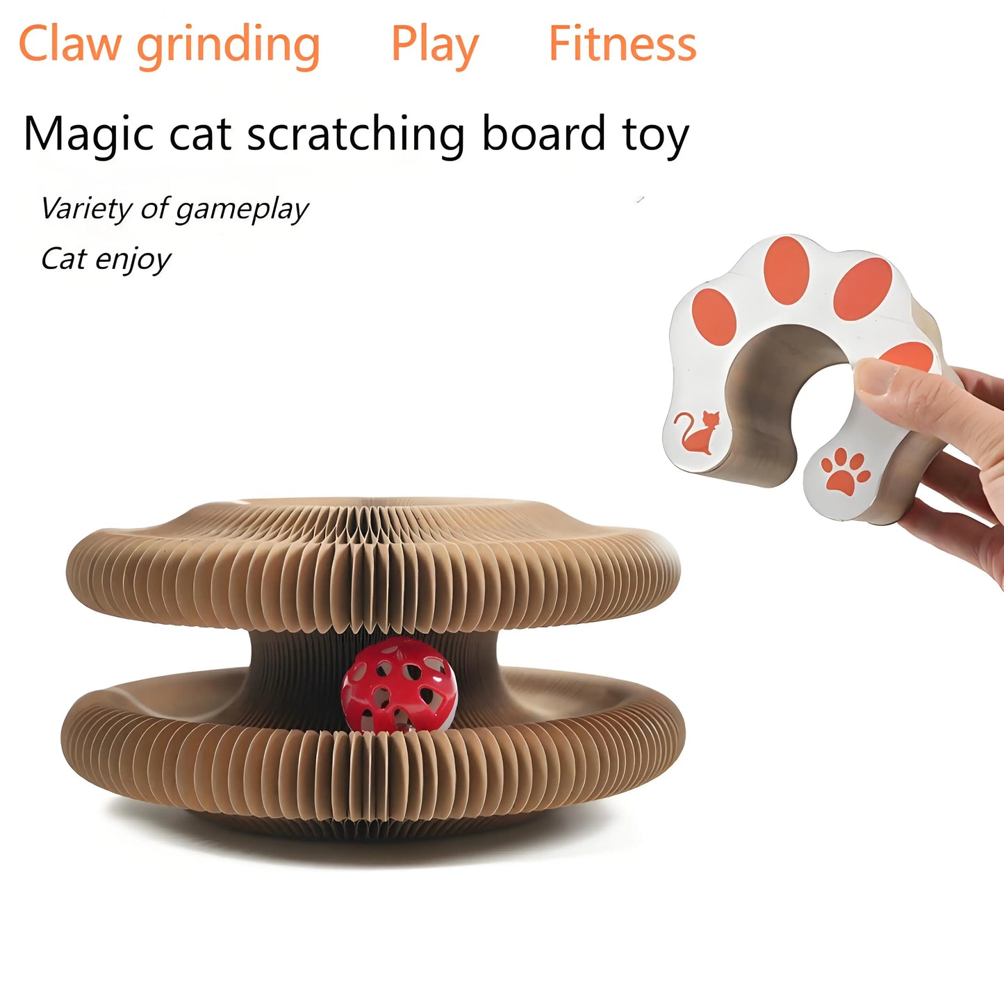 Cat Scratching Board with Bell – Corrugated Paper Toy, Durable Scratch Pad for Cats, Interactive Play & Stress Relief