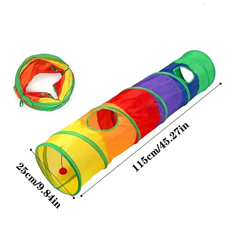 Foldable Easy-to-Store All-in-One Cat Play Tunnel - Striped Interactive Toy for Fun and Exploration Kitten Toy Cat Play Tunnels
