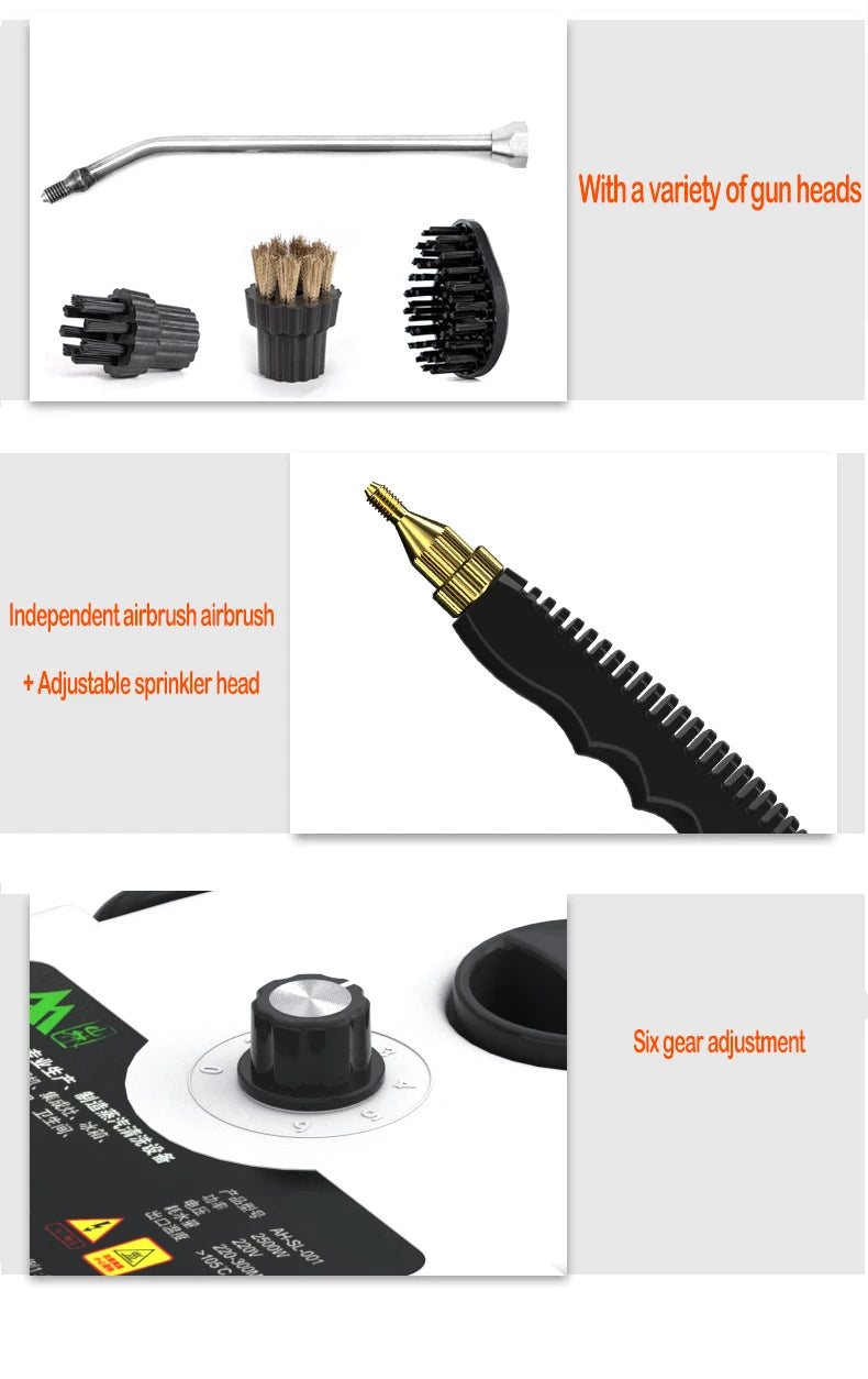 2500W Portable Steam Cleaner High Temperature Sterilization Pressure Jet Washer Machine for Home Car Kitchen Air Conditioner