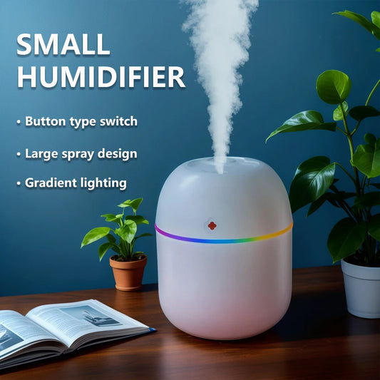 USB Mini Portable Air Humidifier Color Changing Mood Light Quiet 220ml Household Mute Hydrating Air Atomization Humidifie