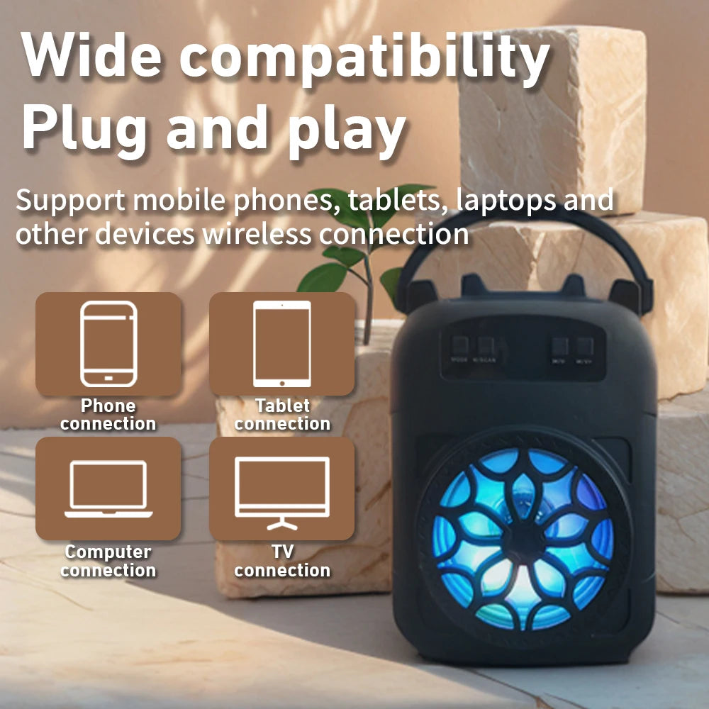 Handheld Wireless Bluetooth Speaker LED Light Speakers Subwoofers Portable Outdoor Home Audio Square Dancing for Dancing