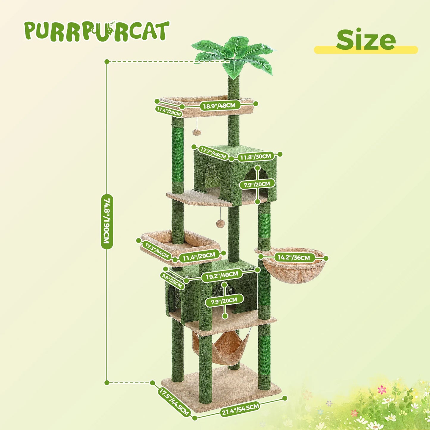 Multi-Level Cat Tree for Indoor Large Cat Tower with Scratching Posts Spacious Cat Condo Soft Top Perch Cat Furniture Cat Toys