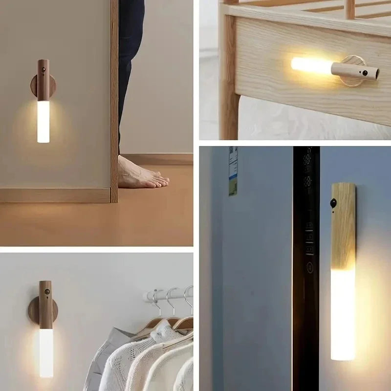 LED Wooden Magnetic Suction Lamp Charging Night Light Staircase Corridor Bedroom Atmosphere Human Body Sensing Light